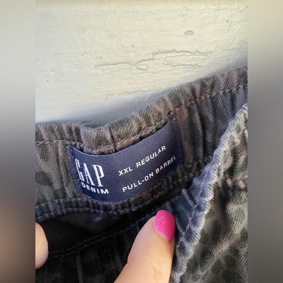 Gap Denim Mid Rise Print Pull-On Barrel Jeans XXL - Picture 4 of 5